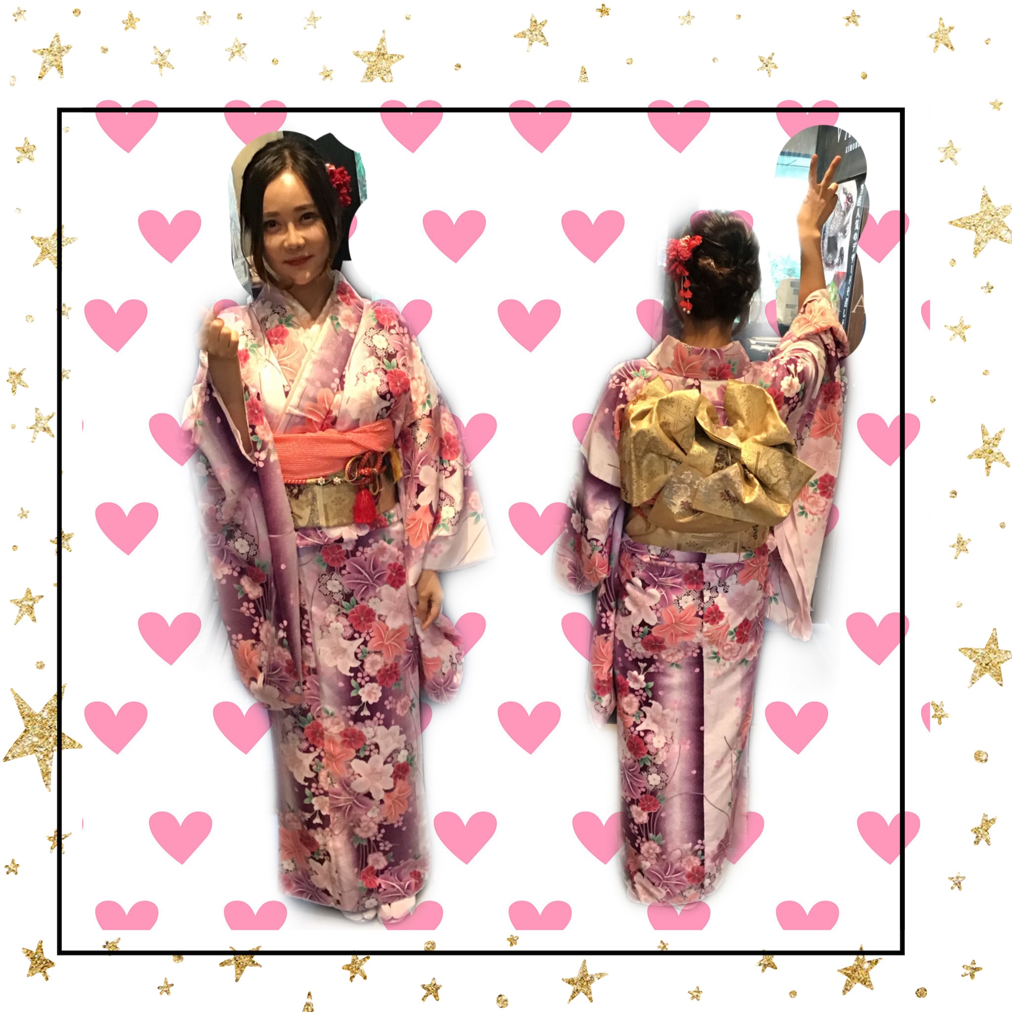 華やかな二尺袖でお出かけ(*´꒳`*)