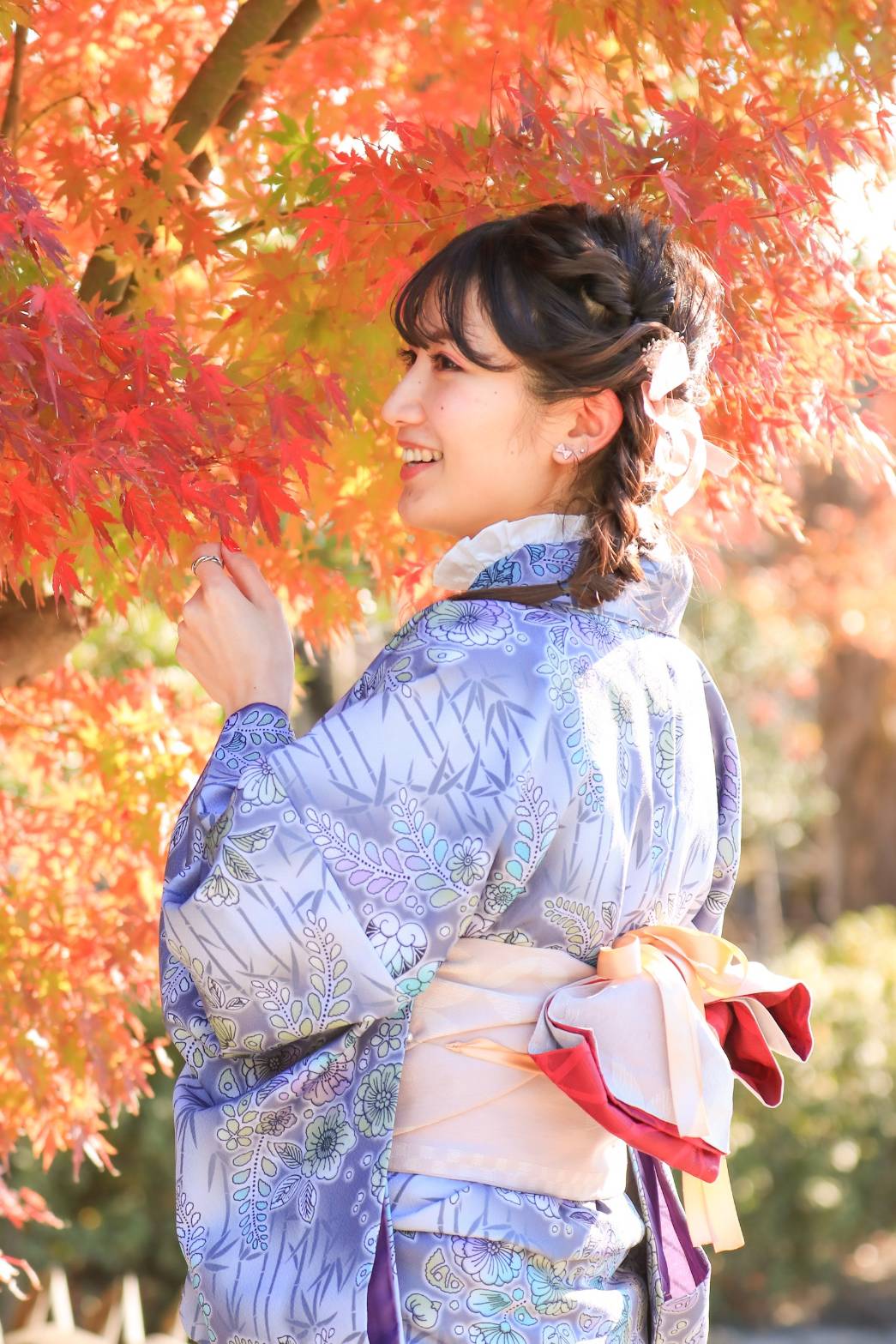 紅葉と鎌倉と着物