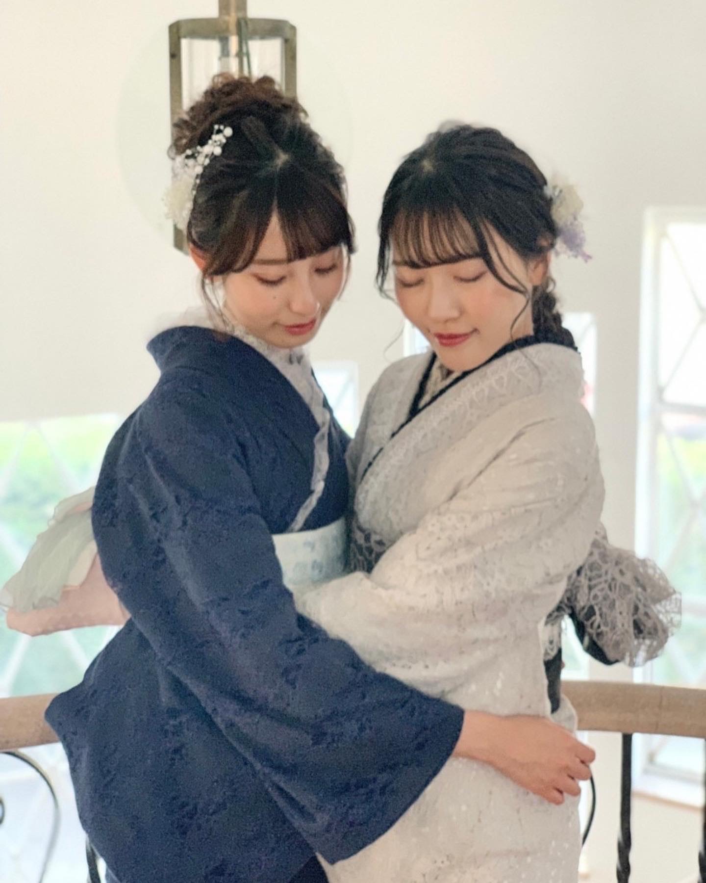 レース着物で双子コーデ♡